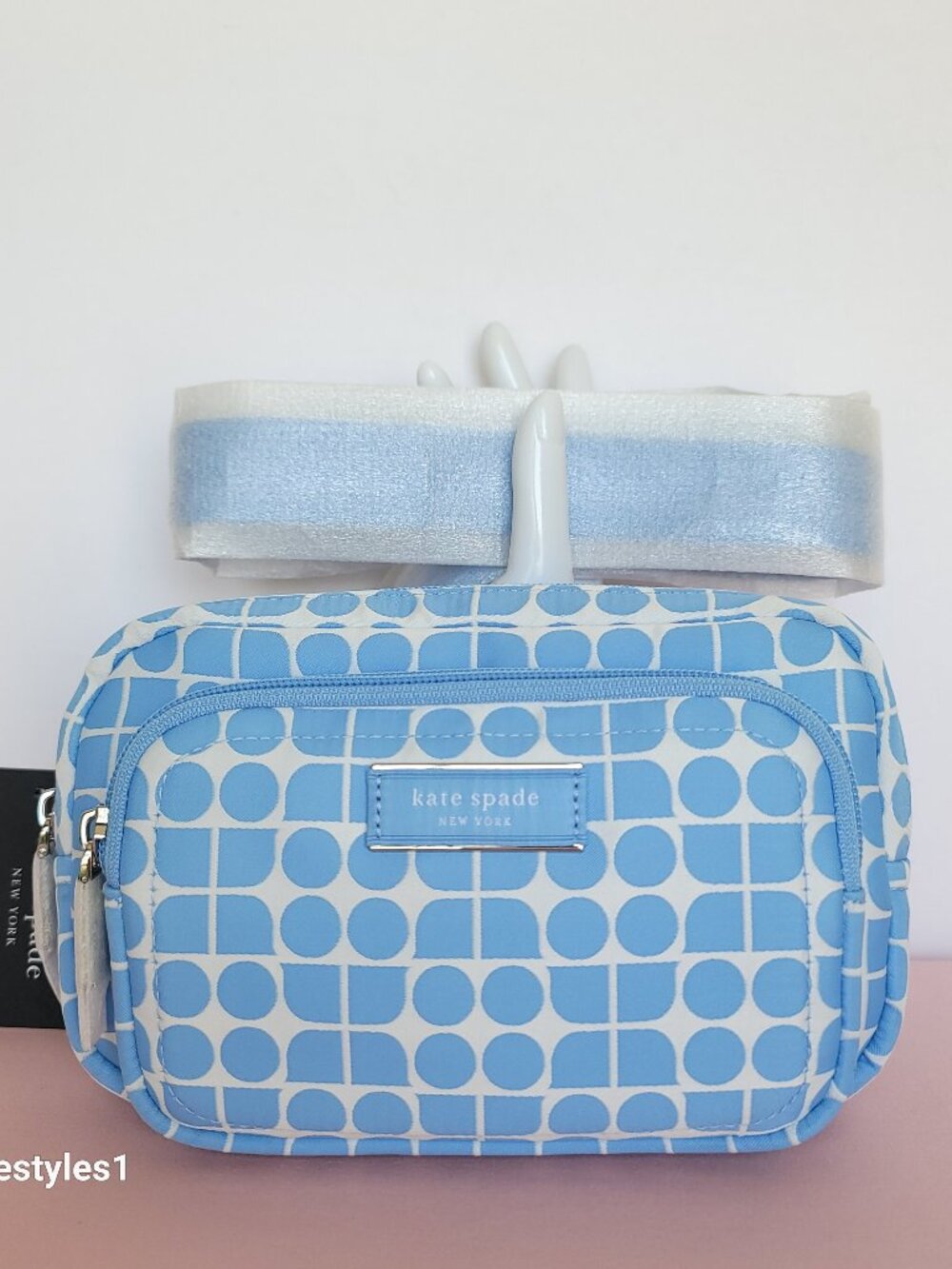KATE SPADE Belt Bag Noel Jacquarded Printed Fabric Bag- Astral Blue color ⭐ - Picture 2 of 16